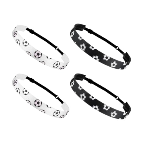 4x Fußball-Stirnbänder Sport Stirnbänder Leicht Lauf-Haarbänder für Fitnessstudio Pilates Radfahren 24x2,5cm von pistro