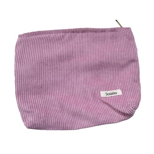 Cord Kosmetiktasche Make-up Organizer 18x26x5cm Reißverschluss Kulturbeutel Reise Schminktasche für Frauen- ROSA von pistro