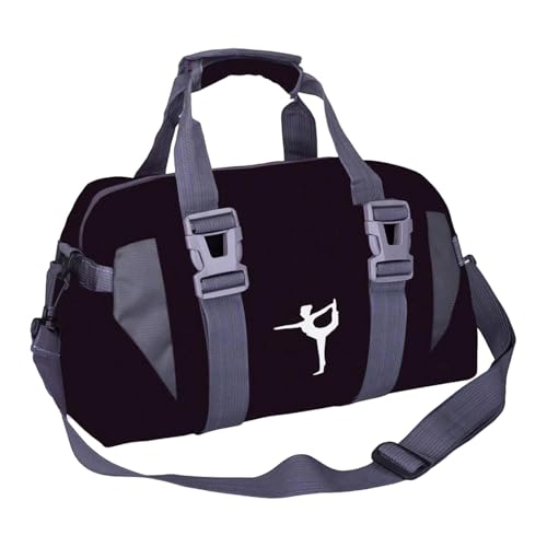 Leichte Sporttasche, Schultertasche mit verstellbarem Riemen, 45 x 25 x 20 cm, Nylon, für Fitnessstudio, Fitness, Outdoor, Reisen, Schwarz , Täglich von pistro