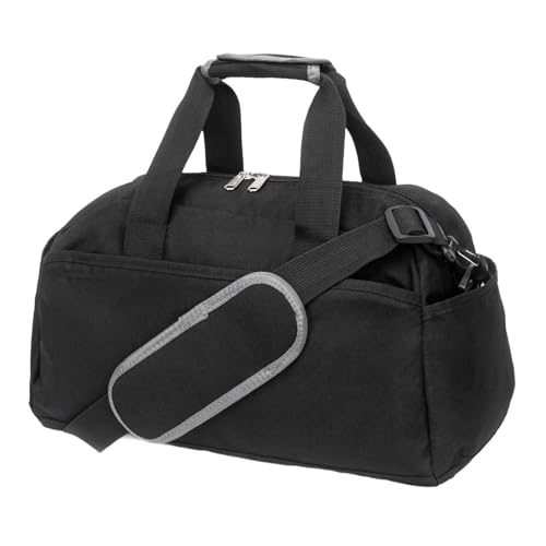 Reisefreundlicher Turnbeutel mit mehreren Taschen und verstellbarem Riemen, 35 x 20 x 20 cm, Polyester-Reisetasche, Schwarz , Täglich von pistro