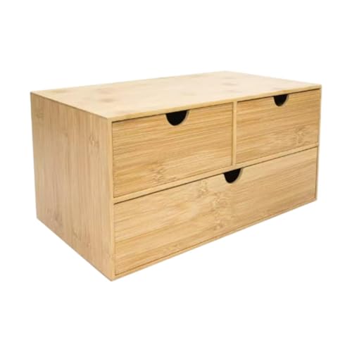 Schreibtisch-Organizer aus Holz mit Schubladen für Schmuck, Kosmetik, Büro, Heimdekoration, 33 x 18 x 16 cm von pistro