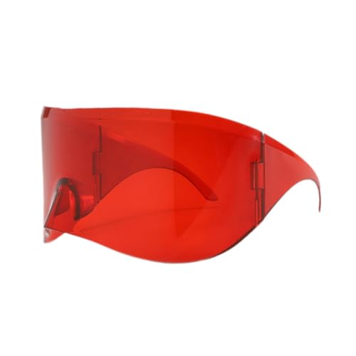 pistro Y2K Sonnenbrille Unisex Oversize Wrap-Around Design UV-Schutz Futuristisch 6.30 x 3.54 x 3.19 inch- Rot von pistro