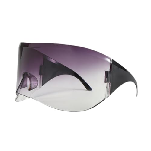 pistro Y2K Sonnenbrille Unisex Oversize Wrap-Around Design UV-Schutz Futuristisch 6.30 x 3.54 x 3.19 inch- Violett von pistro