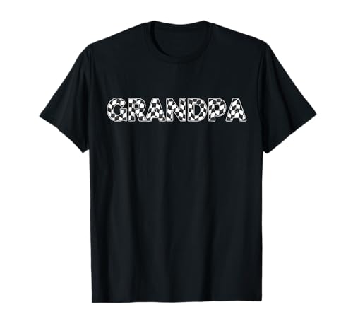 Checkered race car Grandpa White Black Checkerboard men Flag T-Shirt von pit crew race car family white & black Checkered