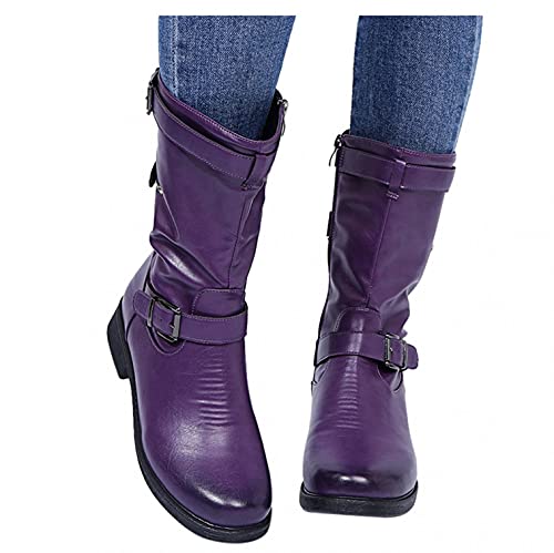 Damen Halblang Stiefel Plattform Damen Stiefeletten Bequem Regenstiefel mit Flacher Comfort rutschfeste Wasserdicht Glatt Winter Stiefel Schneestiefel Ankle Boots Herbst Stiefelette Knöchel Schuhe von pitashe_Bekleidung