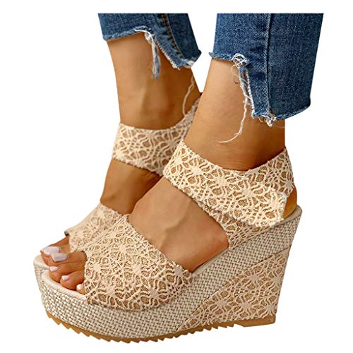 Damen Keilsandaletten Mode Plateau Pantoletten Pumps Clogs Modische Espadrilles Geschlossene Sandalen Flache Flip Flops Frauen Schlappen mit Keilabsatz Pumps Pantoffeln Sommer Offene Schuhe K613 von pitashe_Bekleidung