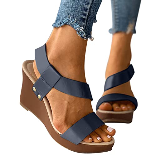 Damen Sandalen Bequem Flach Sandaletten Mit Absatz Sommer Dicker High Heel Riemchen Schuhe Plateau Sandalen Weichen Sohlen Plattform Sommerschuhe Mädchen Strandschuhe Abendschuhe Sandaletten K613 von pitashe_Bekleidung