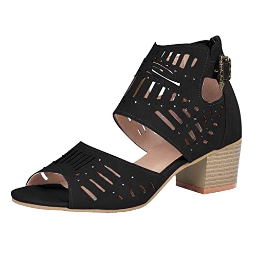 Damen Sandalen Bequem Flach Sandaletten Mit Absatz Sommer Dicker High Heel Riemchen Schuhe Plateau Sandalen Weichen Sohlen Plattform Sommerschuhe Mädchen Strandschuhe Abendschuhe Sandaletten von pitashe_Bekleidung