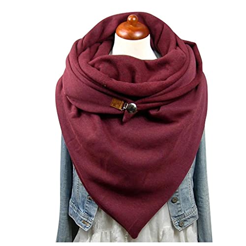 Damen Schal, Dreiecksschal Elegant Wellenpunkt Druck Button Dreieckstuch Warmee Herbstschal Winterschal Karo Tartan Streifen Herbstschal Halstücher Cape Mit Knöpfen Weich Scarf Dreieckstuch Lätzchen von pitashe_Bekleidung
