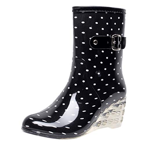 Damen Schneestiefel Gefüttert Wasserdicht Wadenhöhe Stoff-Schaft Weit Schaft Elegant Flach Outdoor rutschfest Winter Snowboots Winterschuhe Winterstiefel Ankle Boots Halbhoch Damenstiefel a476 von pitashe_Bekleidung