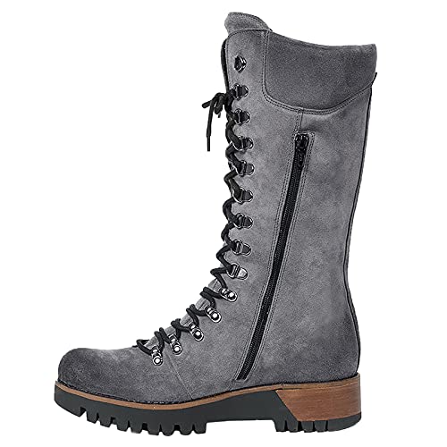 Damen Stiefeletten Gemütlich Overknee Stiefel mit High Hells Comfort Hinter Zipper schwarz Winter Stiefel Worker Boots Schneestiefel Ankle Boots Herbst Stiefelette Knöchel Schuhe Für Frauen a483 von pitashe_Bekleidung