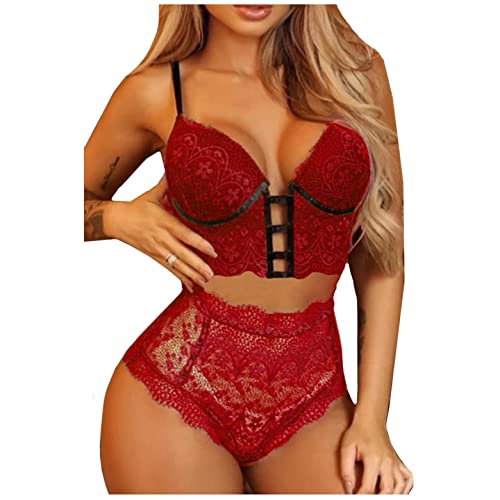 pitashe_Bekleidung Erotische Dessous-Set Damen Sexy Tiefer V-Ausschnitt Halfter Spitze Reizwäsche Negligee Babydoll Unregelmäßiger Hem Nachtwäsche Nachthemd Lingerie Nachtkleid G-String Sleepwear, S von pitashe_Bekleidung