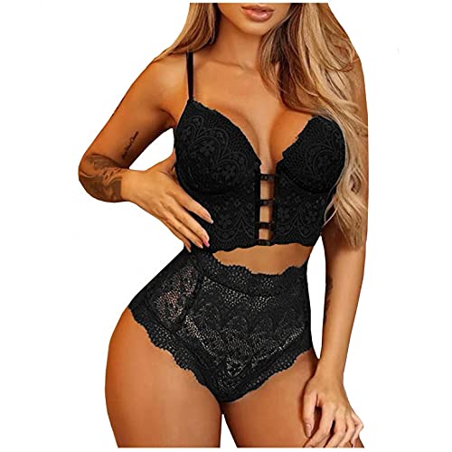 pitashe_Bekleidung Dessous-Set Damen Tiefer V-Ausschnitt Halfter Spitze Reizwäsche Negligee Babydoll Unregelmäßiger Hem Nachtwäsche Nachthemd Lingerie Nachtkleid G-String Sleepwear, 3XL von pitashe_Bekleidung