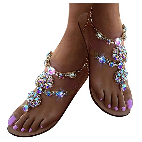 Hausschuhe Damen Sommer Damen Sommer Strass Flache Frauen Flip Flops Slides Strandsandalen Römische Römersandalen Pantoletten Sandaletten Offene Slipper Sommerschuhe Hausschuhe Schuhe von pitashe_Bekleidung