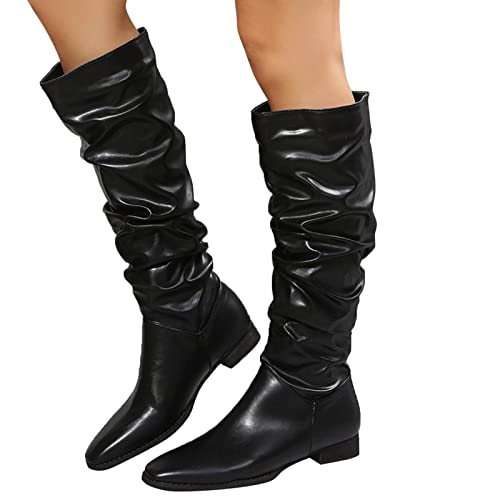 Pitashe Damen Stiefel Cowboy-Stiefel Mode Flach Sohle Glattleder Mid Calf Boots Stiefeletten Stiefel Herbst Winter Vintage Stiefel Kniehohe Booties Chunkyrayan Stiefelette Knöchel Schuhe Für Frauen von pitashe_Bekleidung