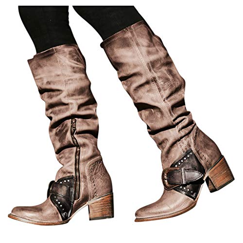 Pitashe Damen Stiefeletten Chelsea Boots Frauen Wildleder Hohe Stiefel Fransen Stiefel Vintage Ritter Stiefeletten Mode Casual Western Schuhe Outdoor Wanderstiefel Große Größe Stiefelette von pitashe_Bekleidung