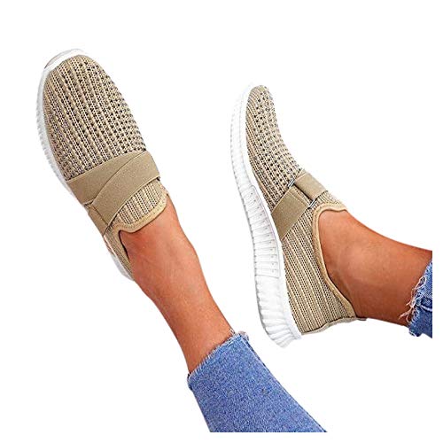 Pitashe Frauen Mesh Sneaker Canvas Flache Schuhe Damen Beiläufige Sportschuhe Atmungsaktive Schuhen Sommer Herbst Luftkissen Straßenlaufschuhe Turnschuhe Fitness Walkingschuhe Trainer für Outdoor von pitashe_Bekleidung