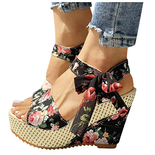 Pitashe Sandalen Damen mit Absatz Retro Damen Sommer Rom Farbe Glitzer Strass Kreuzgurt Flache Frauen Strandsandalen Pantoletten Römersandalen Sandaletten Flip Flops Hausschuhe Slipper Sommerschuhe von pitashe_Bekleidung