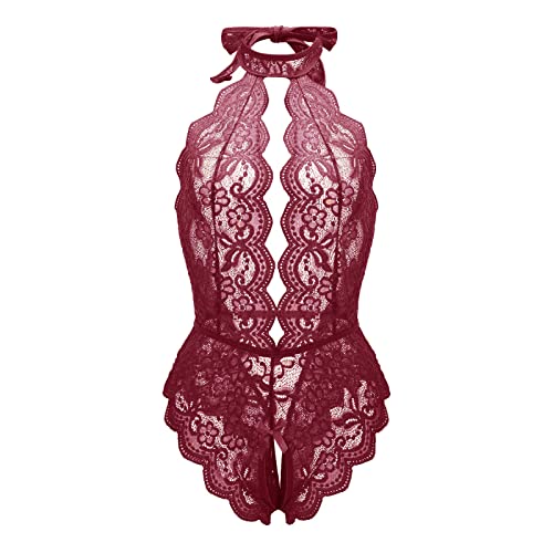 Rrunsv Latex Dessous Frauen Sexy String Tanga Damen Sexy Dessous Damen-Mode-Dessous, 2er-Pack, PU-Leder-Harness-Dessous-Set mit kettenverknüpftem Handring Minikleid p5 von pitashe_Bekleidung