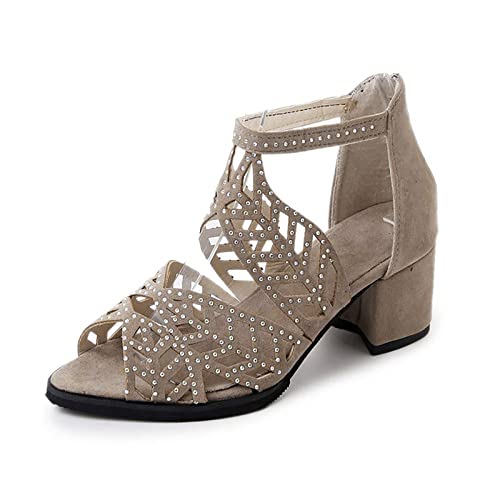 Sandalen Damen Sommer Damen Neue Sommermode All-Match One Word Schnalle Sonnenblume Weinglas Mit Sexy Strass Transparent Stiletto Sandalen Fischmund Spitz Transparent High Heels K058 von pitashe_Bekleidung