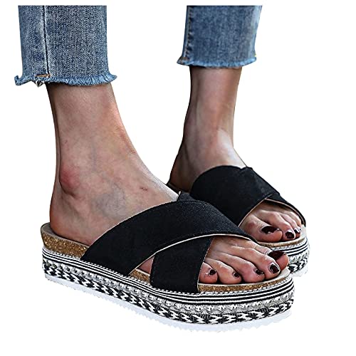 Sandalen Damen Sommer Sandale Damen Sommer Kreuzgurt Strass Flache Frauen Flip Flops Slides Strandsandalen Römische Römersandalen Pantoletten Sandaletten Offene Slipper Sommerschuhe Hausschuhe J363 von pitashe_Bekleidung