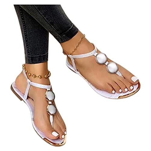 Sandalen Damen Sommer Sandalen Damen Sommer Frauen Elegant Flache Bequem Keilabsatz Sandaletten Mit Absatz Plateau Blockabsatz Vintage Retro Keilsandaletten mit Strass K036 von pitashe_Bekleidung