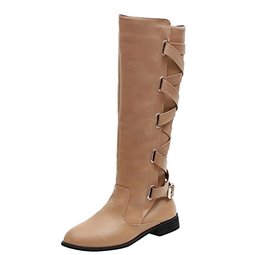 Sandalen Damen Sommer Stiefeletten Damen Kurzschaft Stiefel Freizeit Schnürstiefel rutschfest Flache Ankle Boots Stiefeletten Freizeitstiefel K960 von pitashe_Bekleidung