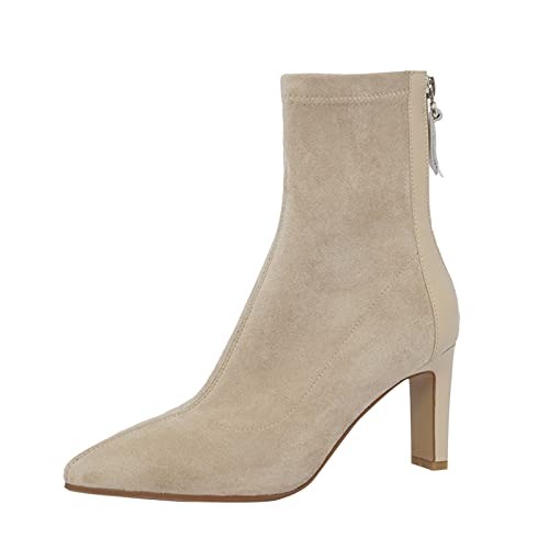 Stiefeletten Damen Klassisch Wildleder Halbstiefel Spitz Schlupfschuhe Niederung Stiefel Mit Schnalle Kurzstiefel Übergangsstiefel Halbhohe Ankle Boots Halbhoch Damenstiefel Schneestiefel a422 von pitashe_Bekleidung