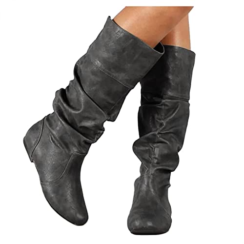 Wedge Boots Damen, Damen Stiefeletten Gemütlich Booties mit Blockabsatz Comfort Kunstleder Anziehen Frauen Ankle Boots Bootie Herbst Winter Stiefel Schneestiefel Stiefelette schwarz braun Khaki rot von pitashe_Bekleidung
