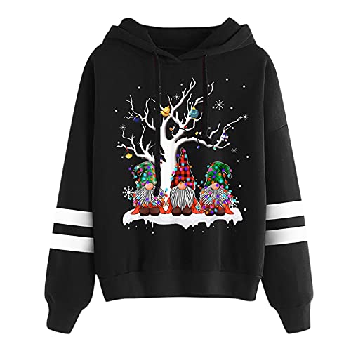 Weihnachten Pullover Damen Sweatshirt Rentiermuster Weihnachtspullover Familie Set Christmas Reindeer Strickpullover Unisex Christmas Teenager Mädchen Weihnachtspullover Sweatshirt (X04-Black, L) von pitashe_Bekleidung