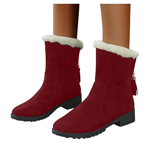 Winterstiefel Damen Gefüttert, Pitashe Warm Wildleder Damen Schneestiefel Winterschuhe Thermostiefel Schlupfstiefel Plateau Plus Samt Kurzschaft Stiefel Winter Mädchen Snow Boots Bow-knot Schneeschuhe von pitashe_Bekleidung
