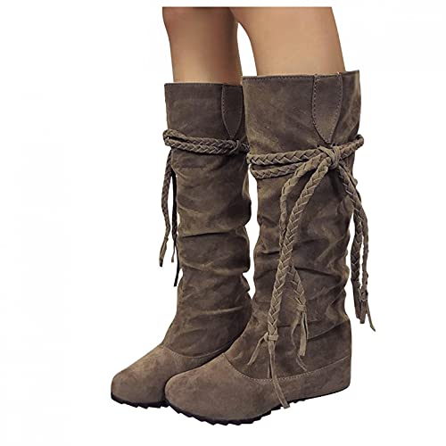 gummistiefel damen halbhoch, Damen Stiefeletten Ankle Boots mit Blockabsatz Retro-Stil Kurze Stiefel Spitzschuh High Heel Schuhe Schnürsenkel Frauen Bequem Spitzschuhe Kurze Stiefeletten Herbst Winter von pitashe_Bekleidung