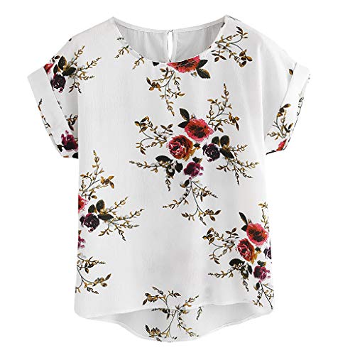 Pitashe Damen Tops Freizeit Bequem Blumen Drucken Rundhals Kurzarm Damen Sommer T-Shirts Weste Crop Top Tank Top Mode Party Oberteile Blusen Camisole Hemd Bekleidung Vest Bauchfrei Tunika Shirts Tops von pitashe Tops