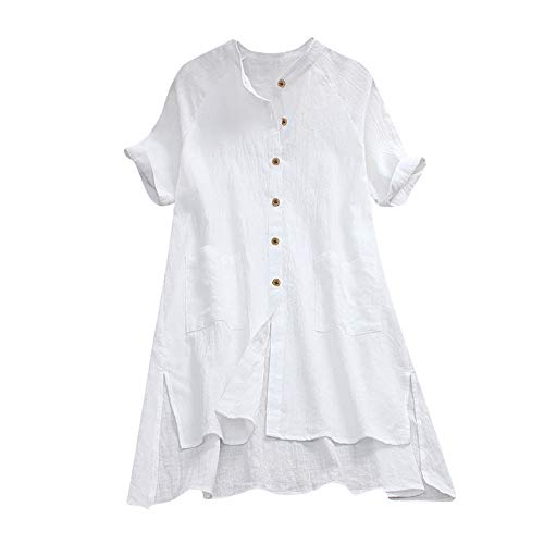 Pitashe Damen Tops Freizeit Lose Bequem Knopf Flachs Kurzarm Damen Sommer T-Shirts Lang Hemd Crop Top Weste Tank Top Party Oberteile Blusen Camisole Hemd Bekleidung Vest Bauchfrei Tunika Shirts Tops Pitashe Damen Tops Freizeit Lose Bequem Knopf Flachs Kurzarm Damen Sommer T-Shirts Lang Hemd Crop Top Weste Tank Top Party Oberteile Blusen Camisole Hemd Bekleidung Vest Bauchfrei Tunika Shirts Tops von pitashe Tops