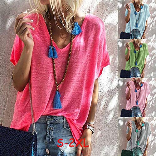 Pitashe Damen Tops Freizeit Lose Bequem Rundhals Kurzarm Damen Sommer T-Shirts Weste Crop Top Tank Top Mode Party Oberteile Blusen Camisole Hemd Bekleidung Vest Bauchfrei Tunika Clubwear Shirts Tops von pitashe Tops