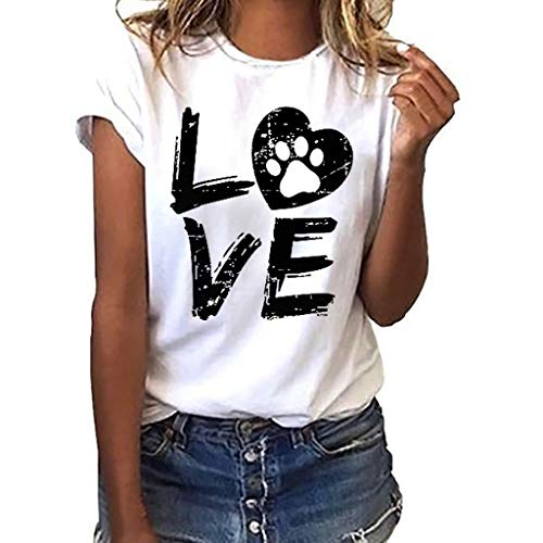 Pitashe Damen Tops Freizeit Love Alphabet Drucken Rundhals Kurzarm Damen Sommer T-Shirts Weste Crop Top Tank Top Mode Party Oberteile Blusen Camisole Hemd Bekleidung Vest Bauchfrei Tunika Shirts Top von pitashe Tops