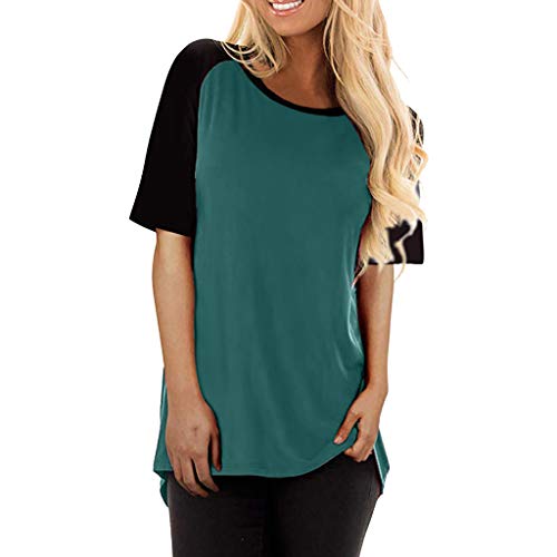 Pitashe Damen Tops Freizeit Sommer Kurzarm Rundhals Baumwolle Nähen Damen Sommer T-Shirt Crop Top Weste Tank Top Party Oberteile Bluse Camisole Hemd Bekleidung Vest Bauchfrei Tunika Clubwear Shirts von pitashe Tops