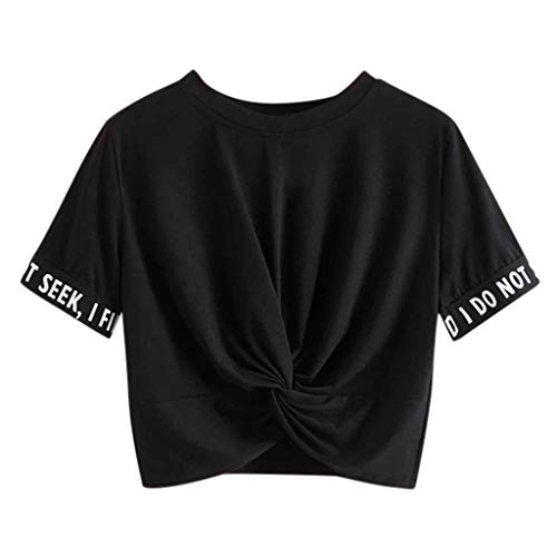 Pitashe Damen Tops Freizeit Süß Rundhals Kurzarm Alphabet Drucken Damen Sommer Crop Top Weste T-Shirt Baumwolle Tank Top Party Oberteile Bluse Camisole Hemd Bekleidung Vest Bauchfrei Tunika Shirt Tops von pitashe Tops