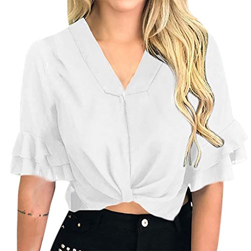 Pitashe Damen Tops Freizeit V-Ausschnitt Kurzarm Damen Sommer Crop Top T-Shirts Weste Tank Top Mode Party Oberteile Blusen Camisole Hemd Bekleidung Vest Bauchfrei Tunika Shirts Tops für Cooles Mädchen von pitashe Tops