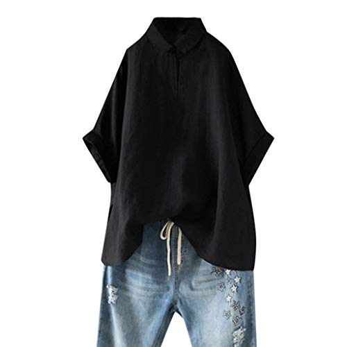 Pitashe Damen Tops Kurzarm Große Größe Lose Bequem Baumwolle und Leinen Damen Sommer T-Shirt Crop Top Weste Tank Top Wild Party Oberteile Blusen Camisole Hemd Bekleidung Vest Bauchfrei Tunika Shirts von pitashe Tops