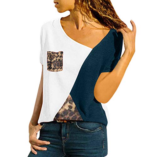 Pitashe Damen Tops Mode Einzigartig V-Ausschnitt Leopardenmuster Nähen Kurzarm Damen Sommer T-Shirts Weste Crop Top Tank Top Party Oberteile Blusen Camisole Hemd Bekleidung Vest Bauchfrei Tunika Shirt von pitashe Tops