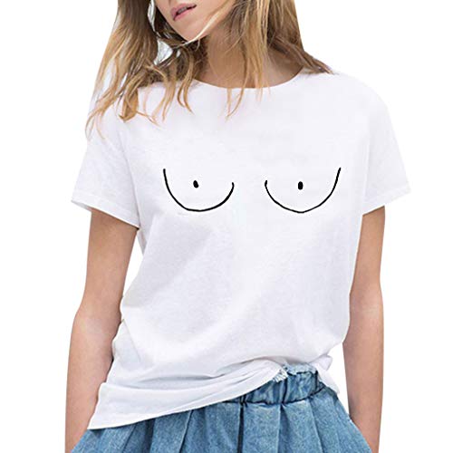 Pitashe Damen Tops Mode Kurzarm Rundhals Bequem Smiley Drucken Damen Sommer T-Shirt Crop Top Weste Tank Top Party Oberteile Freizeit Bluse Camisole Hemd Bekleidung Vest Bauchfrei Tunika Clubwear Shirt von pitashe Tops