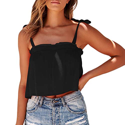 Pitashe Damen Tops Sexy Baumwolle Süß Einfarbig Sling Ärmellos Crop Tops Weste Damen Sommer Tank Top Party Oberteile Blusen Camisole Hemd T-Shirts Bekleidung Vest Bauchfrei Tunika Shirts Women Tops von pitashe Tops