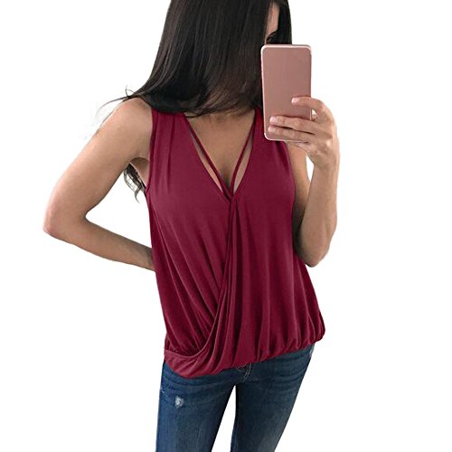 Pitashe Damen Tops Sexy Einfach Ärmellos Spitze V-Ausschnitt Weste Damen Sommer Tank Top Party Oberteile Bluse Camisole Hemd T-Shirt Crop Tops Bekleidung Vest Bauchfrei Tunika Clubwear Shirts Tops von pitashe Tops