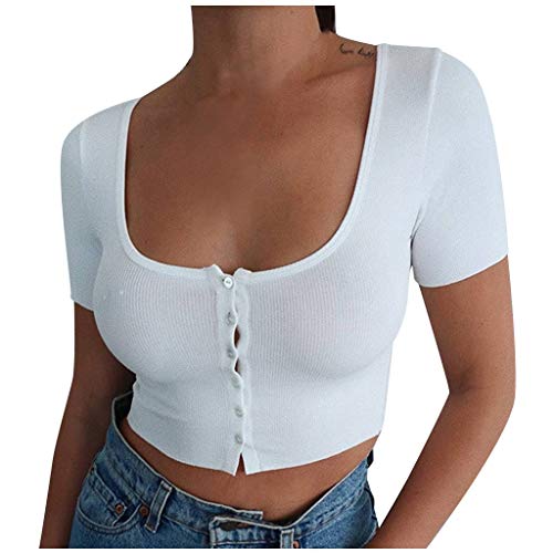 Pitashe Damen Tops Sexy Kurzarm Taste Crop Tops Weste Mode Damen Sommer T-Shirt Crop Tops Tank Tops Party Oberteile Bluse Camisole Hemd Bekleidung Vest Bauchfrei Tunika Clubwear Shirts Tshirts von pitashe Tops