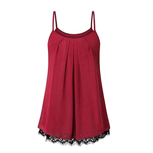 Pitashe Damen Tops Sexy Mode Baumwolle Lose Spitze Sling Ärmellos Weste Damen Sommer Tank Top Party Oberteile Blusen Camisole Hemd Crop Tops T-Shirts Bekleidung Vest Bauchfrei Tunika Clubwear Shirts von pitashe Tops