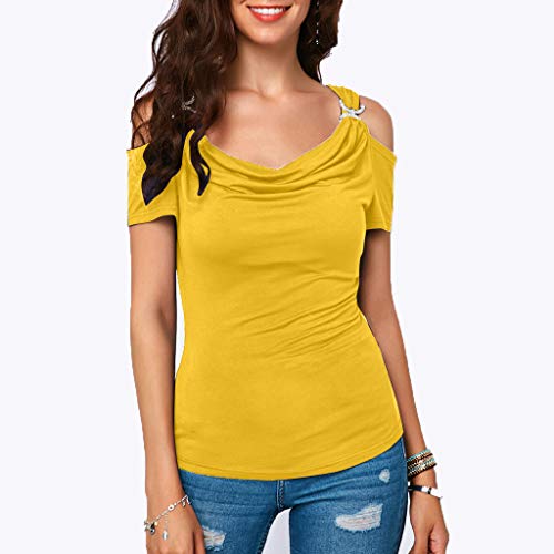 Pitashe Damen Tops Sexy Trägerlos Kurzarm Rundhals Damen Sommer T-Shirt Baumwolle Tank Top Mode Party Oberteile Bluse Camisole Hemd Bekleidung Vest Bauchfrei Tunika Shirt Crop Top Weste Clubwear Top von pitashe Tops