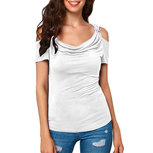 Pitashe Damen Tops Sexy Trägerlos Kurzarm Rundhals Damen Sommer T-Shirt Baumwolle Tank Top Mode Party Oberteile Bluse Camisole Hemd Bekleidung Vest Bauchfrei Tunika Shirt Crop Top Weste Clubwear Top von pitashe Tops