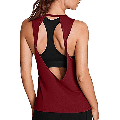 Pitashe Damen Tops Süß Armellos Rückenfrei Bewegung Yoga Weste Mode Damen Sommer T-Shirt Crop Tops Tank Tops Party Oberteile Bluse Camisole Hemd Bekleidung Vest Bauchfrei Tunika Clubwear Shirts von pitashe Tops