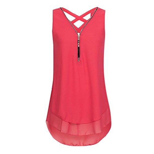 Pitashe Damen Tops Süß Lose Sling Reißverschluss Weste Mode Damen Sommer T-Shirt Crop Tops Kurz Pullover Tank Tops Party Oberteile Bluse Camisole Hemd Bekleidung Vest Bauchfrei Tunika Clubwear Shirts von pitashe Tops